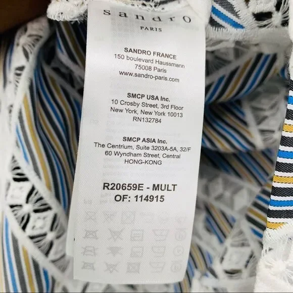 New Sandro Paris Short Lace Shirt Dress collar 40 - Picture 8 of 12